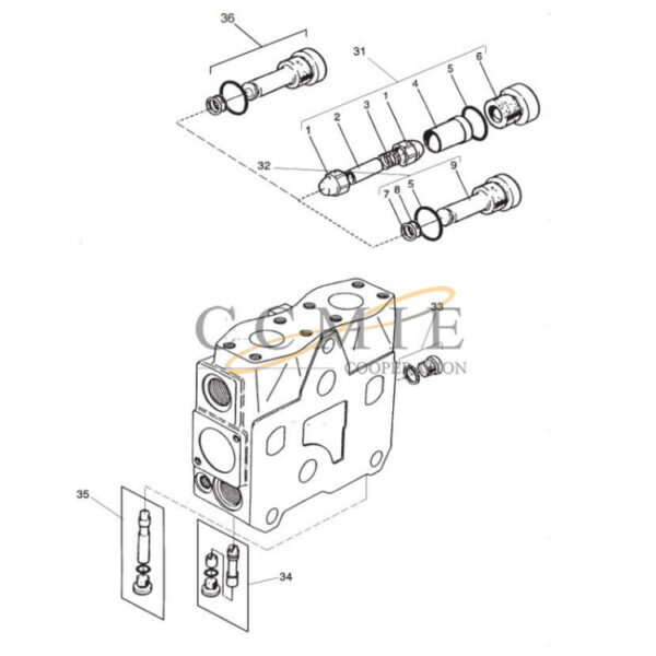 Kalmar hydraulic valve spare parts for reach stacker
