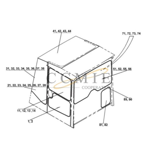 Kalmar reach stacker cabin glasses spare parts