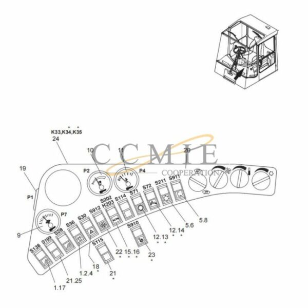 Kalmar dashboard spare parts for reach stacker