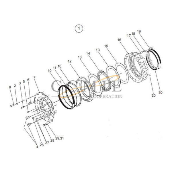 Kalmar reach stacker wet disc brake drive shaft spare parts