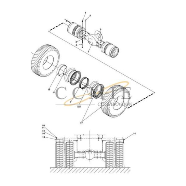 Kalmar A43938.0100 drive axle 450 18.00x33 spare parts
