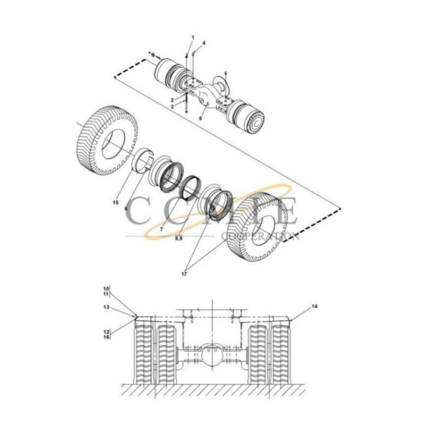 Kalmar A43938.0200 drive axle 450 18.00x33 spare parts