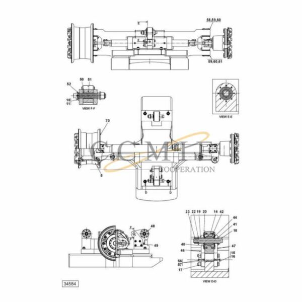 A49865.0100 Kalmar steering axle 18.00x25 spare parts