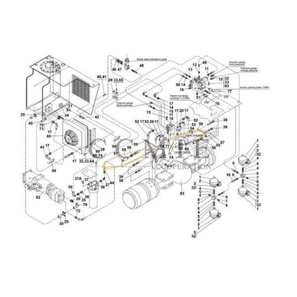 Kalmar A51768.0100 hydraulic brake system spare parts