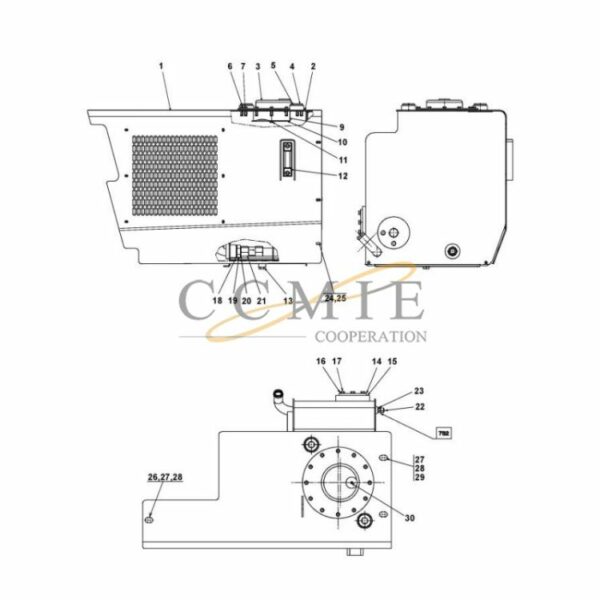 Kalmar A51283.0400 hydraulic tank and filter spare parts