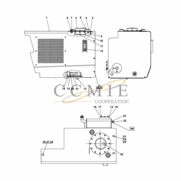 Kalmar A51283.0500 hydraulic tank and filter spare parts