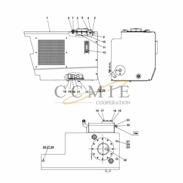 Kalmar A53223.0100 hydraulic tank and filter spare parts