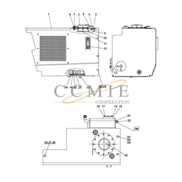 Kalmar A53223.0400 hydraulic tank and filter spare parts