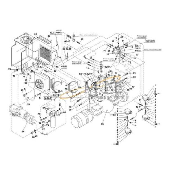 Kalmar A54623.0100 hydraulic brake system spare parts