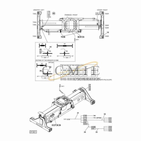 Kalmar 923853.0062 923853.0063 electric system top lift