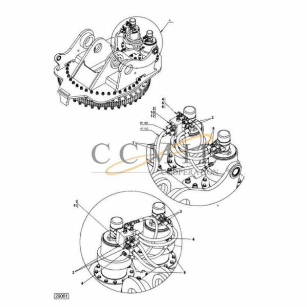 923855.1343 reach stacker hydraulic revolving yoke parts